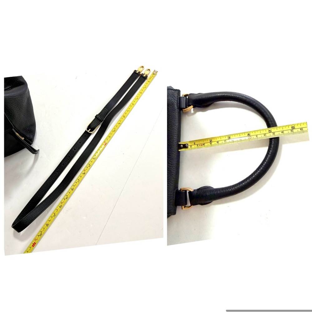 Tory Burch Black Half Moon Pebbled Leather Sachel Bag Gold Hardware Crossbody - Picture 14 of 16